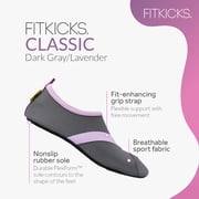 FITKICKS Classic Active Footwear Quick Dry Foldable Water Shoes, Dark Gray/Lavender (Womens)