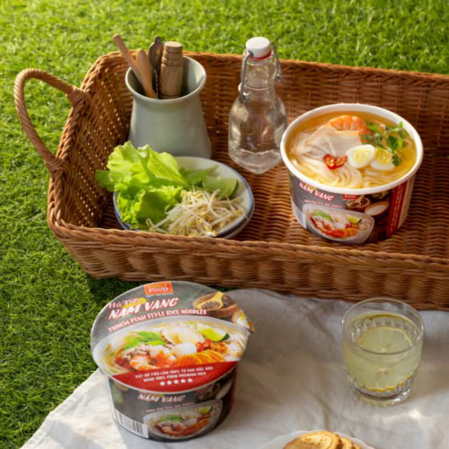 Instant Phnom Penh Rice Noodle (9 Bowls/Box): $1.99 per Bowl (80g), Fork Included by Simply Food