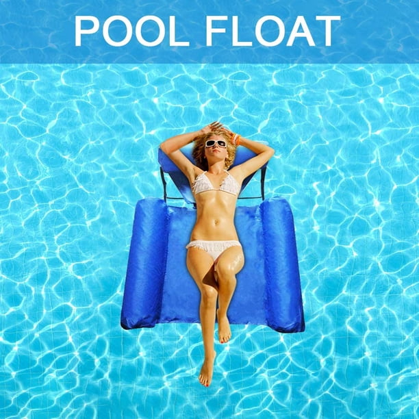 Chaise flottante gonflable pour adultes - Chaise longue de piscine portable avec porte-gobelet et dossier - Pour l'été, le lac, la plage, la natation, la piscine, les fêtes