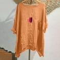 thumbnail image 6 of TKLPEHG Short Sleeve Womens Tops Loose Fit Leisure Crew Neck Raglan Summer Lightweight Comfy Ladies Solid Color Tee Everyday Wear (Orange,S), 6 of 7