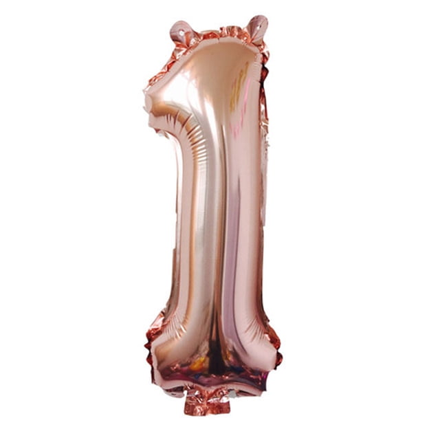 Decodeary 16 Inches Decorative Balloon Birthday Rose Gold Aluminum Foil Numeral Shape Balloon Home Decoration