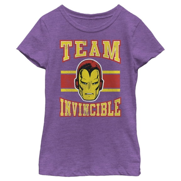 Girl's Marvel Iron Man Team Invincilbe Graphic Tee Purple Berry Large