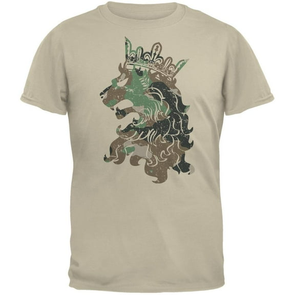 Camo Heraldic Lion Sand Adult T-Shirt - X-Large