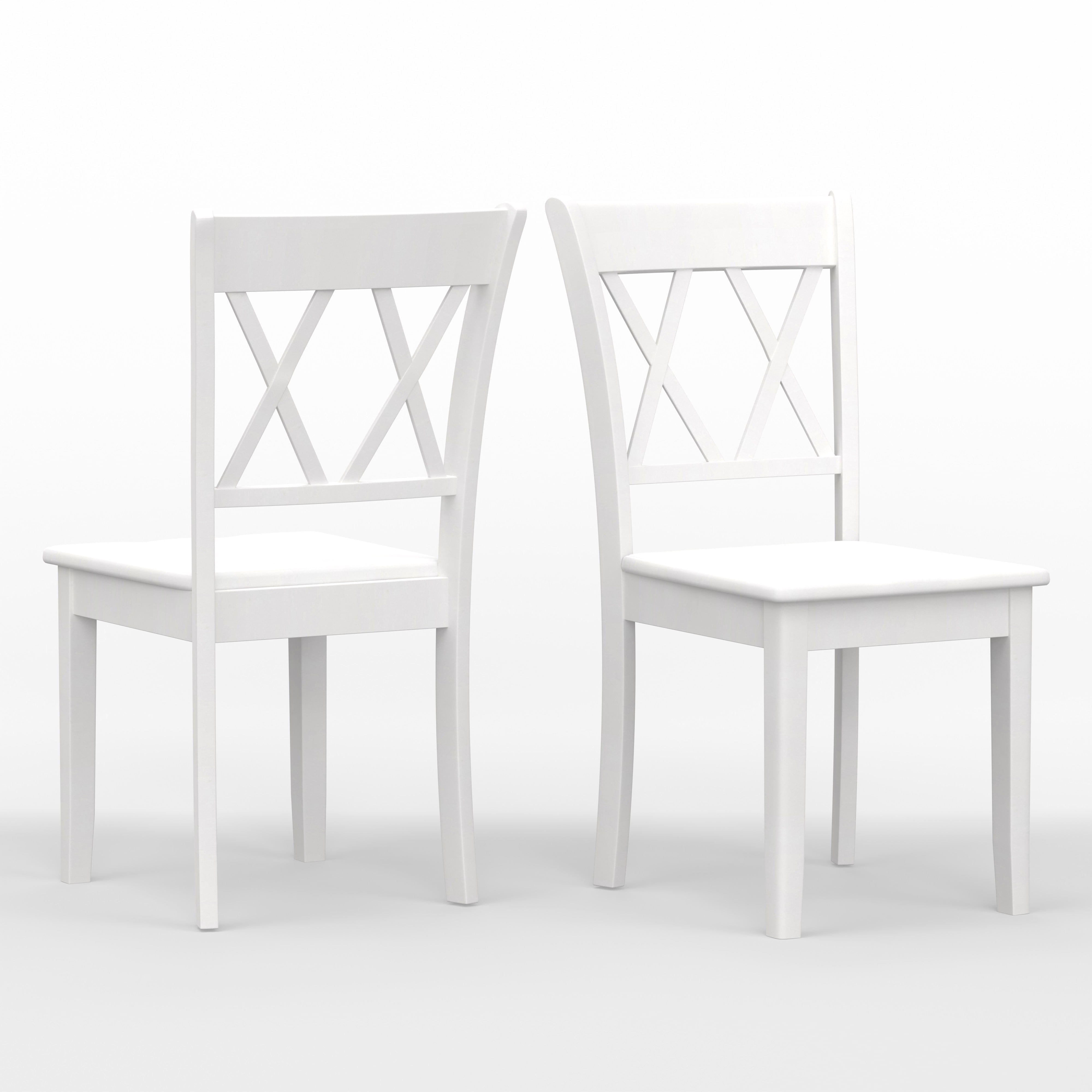 Double X-Back Solid Wood Dining Chairs in White (Set of 2)