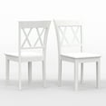 thumbnail image 6 of 5-PC - 42" Round Pedestal Dining Table + Double X-Back Dining Chairs Dining Set in White, 6 of 9