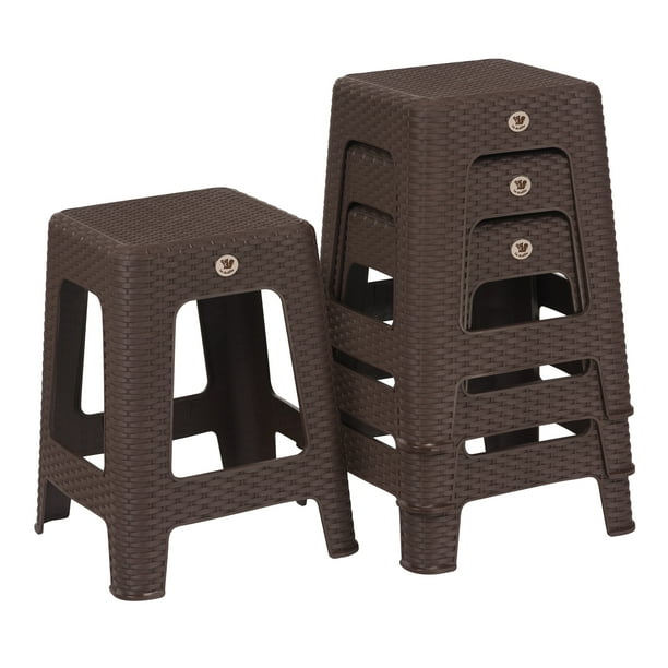 Kit 4 Bancos de Plástico La Ardilla para exterior e Interior (Chocolate)