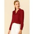 thumbnail image 2 of Camisa de trabajo de manga larga con blusa elegante con cuello en V de oficina para mujer Rojo S INSPIRE CHIC Camisa, 2 of 6