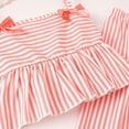 thumbnail image 5 of UngA Girl's 2 Piece Striped Outfits Cami Top Wide Leg Pants Ruffle Hem Toddler Kids Summer Clothes with Pockets 3-4 Years,Pink, 5 of 7