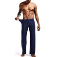 thumbnail image 4 of YYDGH Men's Ice Silk Long Yoga Pants Lounge Low Rise Trousers Sleepwear Bottoms with Drawstring(Dark Blue,XL), 4 of 7