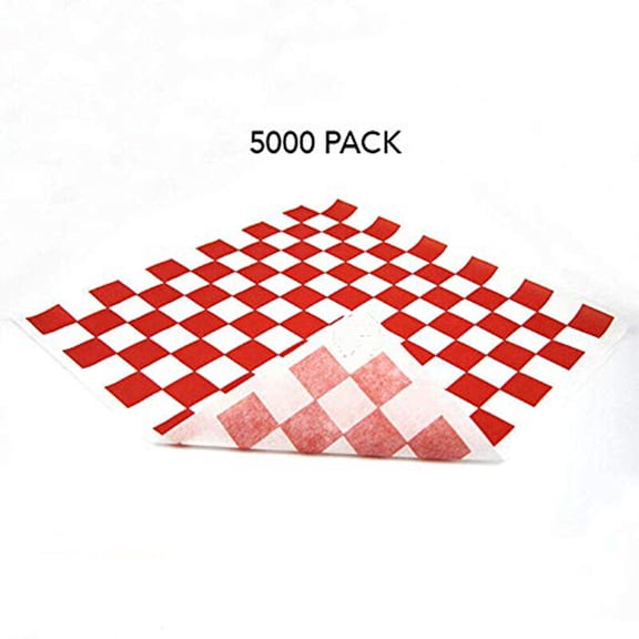 "5000 Pack - 12"" x 12"" Red Check Deli Sandwich Wrap Paper"
