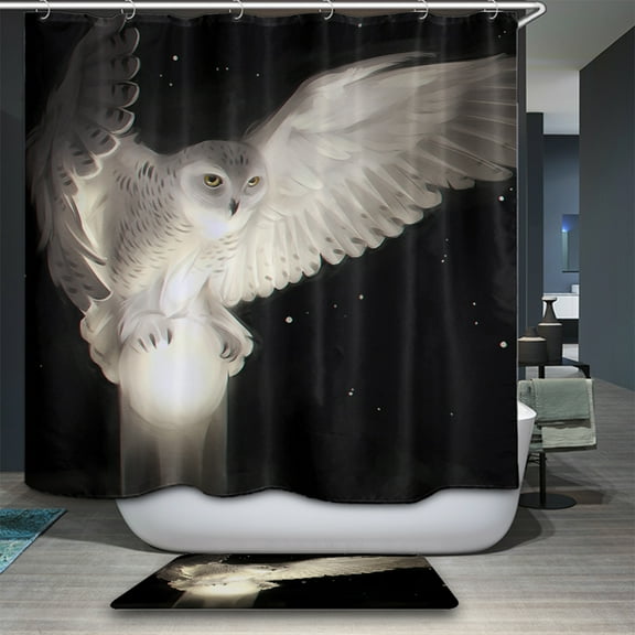 Colorful Shower Curtain 71x71 Inch and Matching Mat Set - Mildewproof Waterproof Polyester Fabric - Digital Printing - With 12 Hooks Accessories Bathroom - Animal Theme