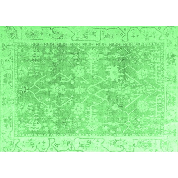 Ahgly Company Indoor Rectangle Oriental Emerald Green Traditional Area Rugs, 8' x 10'