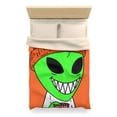 thumbnail image 3 of Big Smile Popcorn Green Visitor Peace Hat Microfiber Duvet Cover, 3 of 7