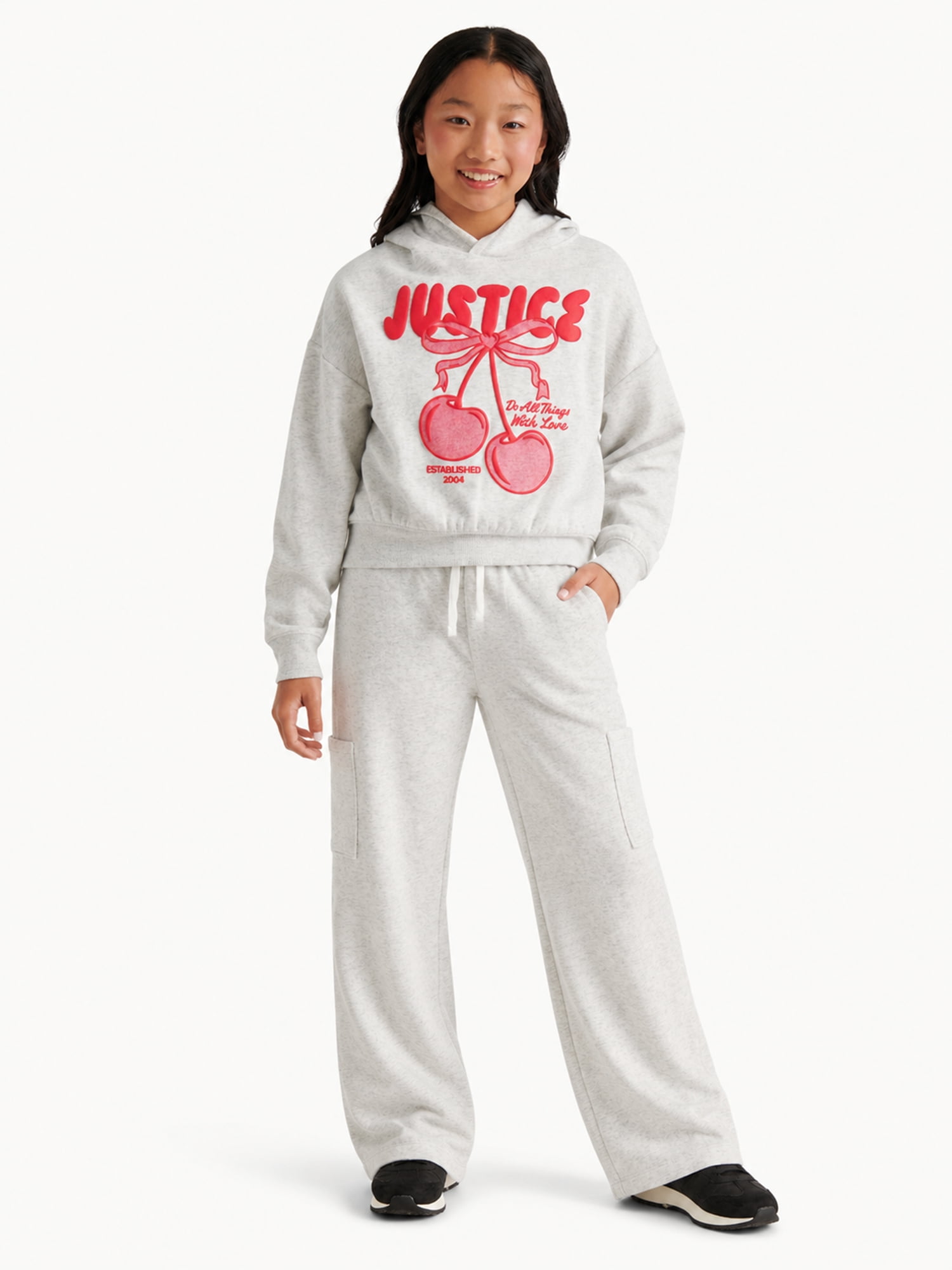 Justice Girls Fleece Cargo Wide Leg Pants, Sizes XS - XLP