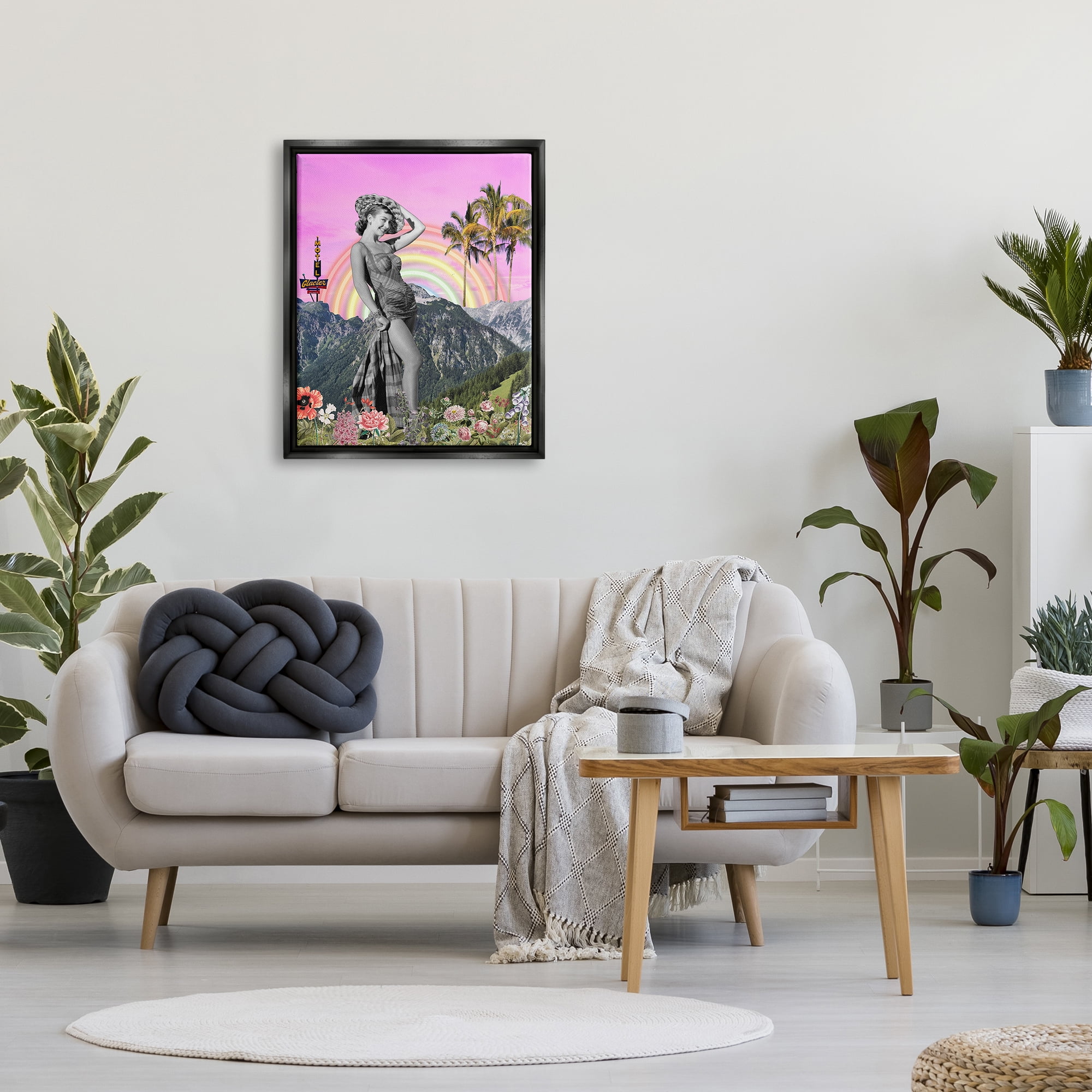 Stupell Industries Summer Woman & Flowers Botanical & Floral Painting Black Floater Framed Canvas Art Print Wall Art, 25 x 31