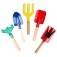 thumbnail image 1 of 5pcs Kids Gardening Tools Wooden Handle Gardening Fork Rake Shovel Tools, 1 of 8