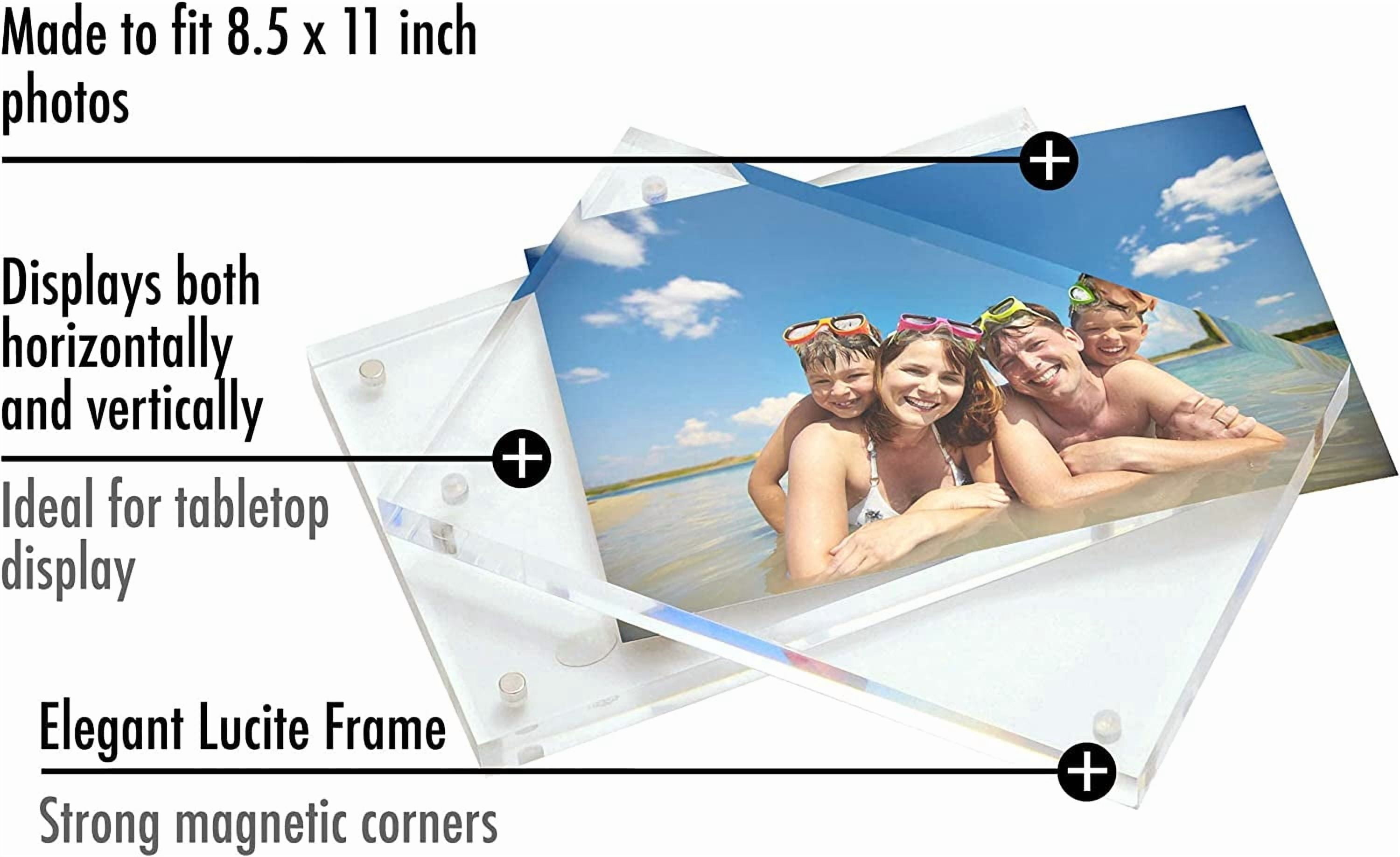 Americanflat 8.5x11 Acrylic Picture Frame - Scratch Resistant with Magnetic Corners & Freestanding for Tabletop, clear (ACR8511)