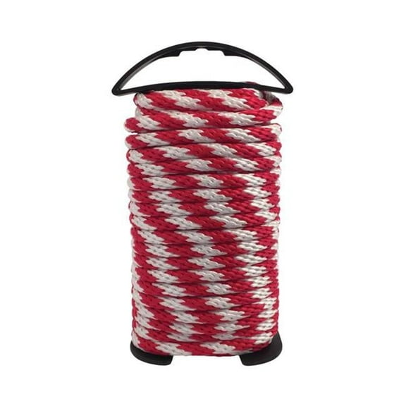 0.37 in. x 50 ft. Red & White Solid Braided Polypropylene Rope