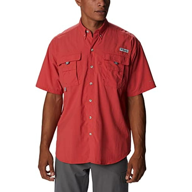Columbia Men's Bahama II Short Sleeve Shirt, Sunset Red, Large 