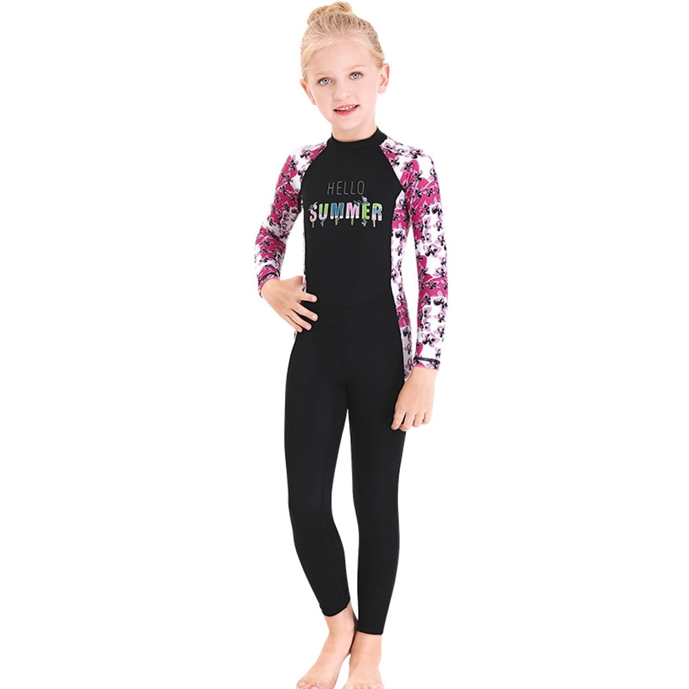 Girls swimwear outdoor sunscreen jumpsuit wetsuit quickdrying long