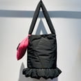 thumbnail image 3 of Mini bolsos tipo cubo coreanos para mujer, bolsos y carteras de diseñador de lujo, novedad de 2023, en nailon, volantes, hilo bordado, tela de rombos, 3 of 5