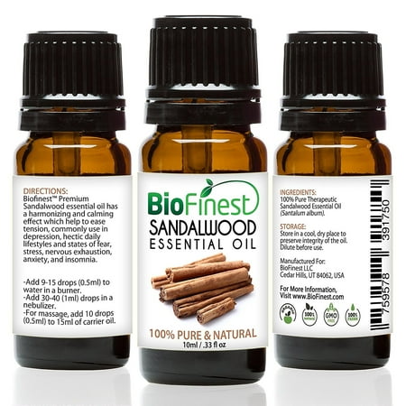 biofinest sandalwood essential oil - 100% pure undiluted - premium organic - therapeutic grade - aromatherapy - clarity/calmness - meditation and prayer - free e-book