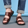 thumbnail image 2 of Men's Beach Sandals with Back Strap Summer Casual Leather Slip on Walking Work Slides Outdoor Slippers, 2 of 6