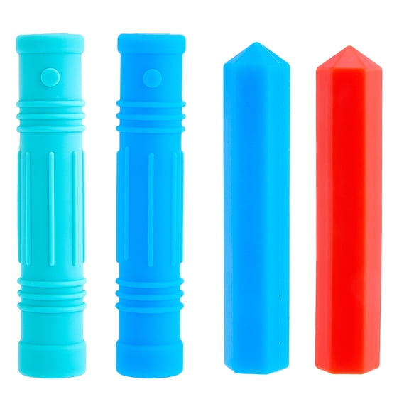 4Pcs 4 Styles Silicone Pencil Toppers Cushions Grips Sensory Chew Pen Toppers Waterproof Chewable Painting Pen Grippers Holders Writing Pen Tools