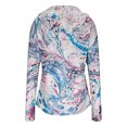 thumbnail image 5 of UPF 50+ Sun Protection Hoodie for Women - Abstract Fluid Art Print Long Sleeve Zip Up Jacket with Thumbholes & Pockets, Lightweight Summer Active Rash Guard Sky Blue L, 5 of 6