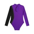 thumbnail image 4 of Zaldita Kids Girls Long Sleeve Shiny Gymnastics Leotard Athletic Ballet Dance Bodysuit Unitard Dancewear Activewear Purple 16, 4 of 7