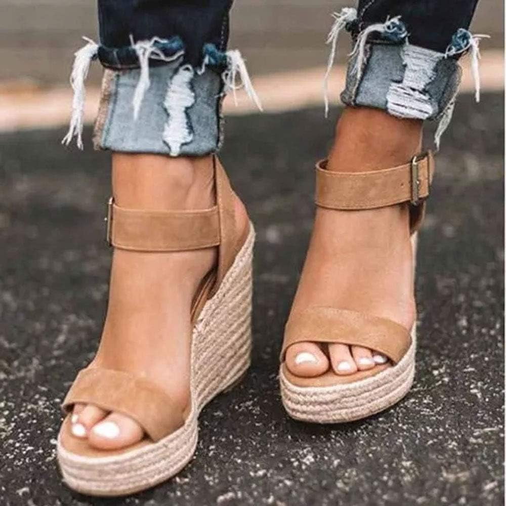 VICKI·VICKI Women's Platform Sandals Wedge Ankle Strap Open Toe Sandals