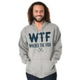 thumbnail image 3 of WTF Where's the Fish Fisherman Funny Zip Hoodie Sweatshirt Men Brisco Brands S, 3 of 5