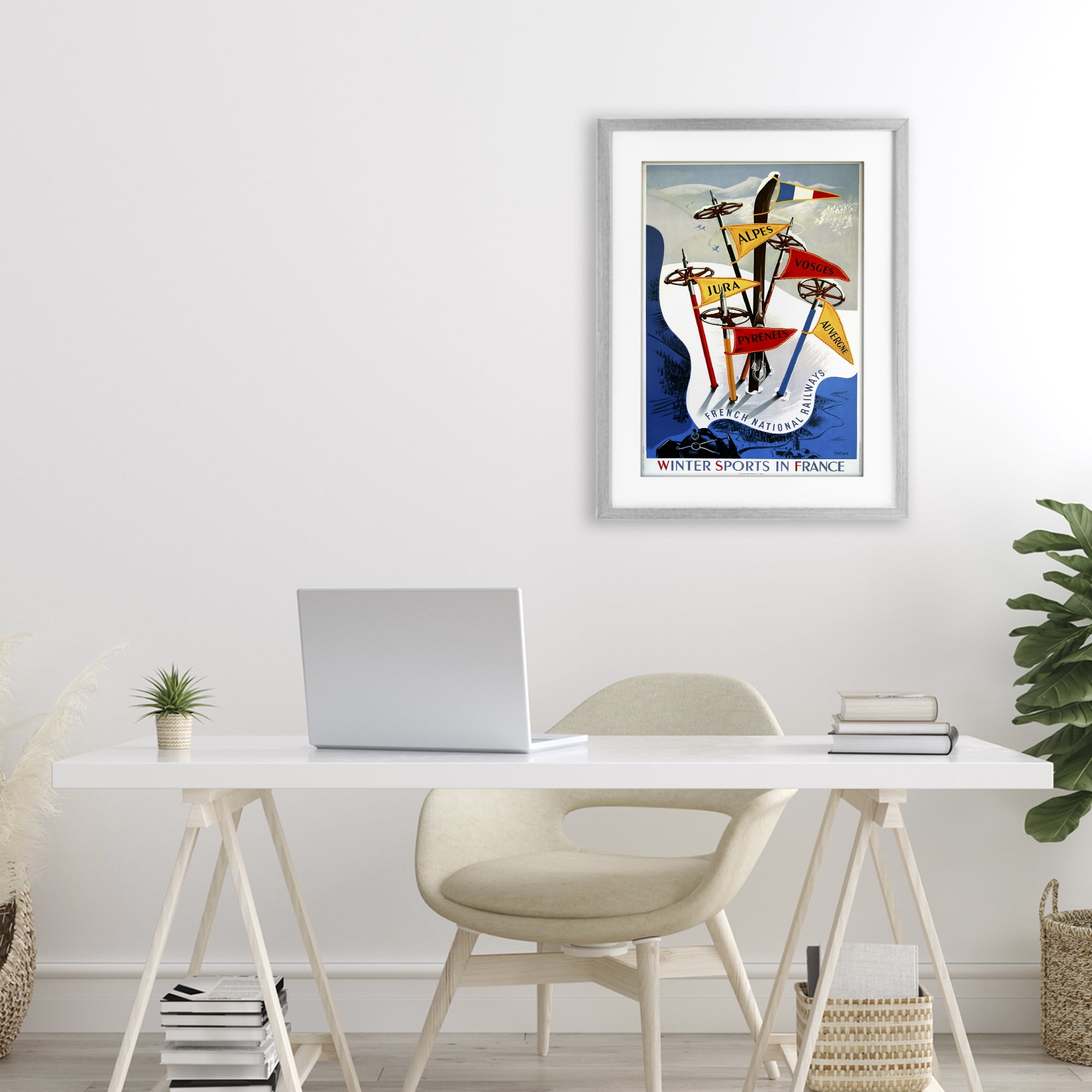 Stupell Industries Winter Sports In France Gray Framed Print Under Glass, design by Vintage Posters