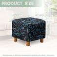 thumbnail image 3 of SCRAWLGOD Leopard Print Gray Blue Stretch Ottoman Slipcover Square Folding Storage Stool Ottoman Cover Breathable Footstool Covers Slipcover Chair Covers for Living Room, 3 of 7