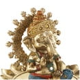 thumbnail image 5 of 7" x 5" Gold Resin Ganesh Sculpture with Lotus Plate and Colorful Dresswear, by DecMode, 5 of 9