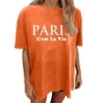 thumbnail image 3 of Trendfront Womens Paris Letter Graphic Oversized T Shirts Crewneck Drop Shoulder Tops Trendy Fashion Tee Relaxed Pullover Streetwear, 3 of 5