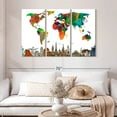 thumbnail image 2 of Elephant Stock Color Splash World Map Wall Art - Horizontal Multi Panel Canvas - Living Room Wall Decor - Map Multi Panel - White And Brown Decor - 50" x 32", 2 of 4