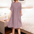 thumbnail image 6 of Hilenly Womens Nightgown Short Sleeve Sleepwear Comfy Sleepshirts Pleated Crewneck Nightshirt Comfy House Dress, 6 of 8