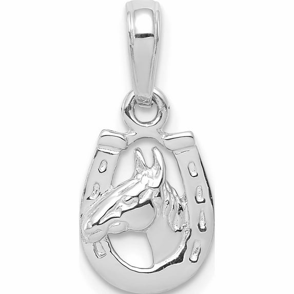 10K White Gold 10Kw Horse Head In Horseshoe Pendant Made United States -Jewelry By Sweet Pea