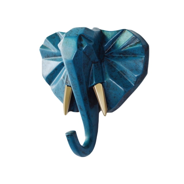 Maytalsory Animal Head Key Hook Sturdy And Durable Construction Adding Touch Of Whimsy Retro blue(elephant) 1Set