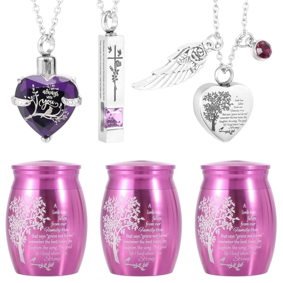 LINFANG Stainless Steel Cremation Urn Necklace Assorted Style Exquisite Ash Urn Pendant Necklace for Women Men Keepsake