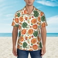 thumbnail image 2 of Sikiie Autumn Pumpkins Print Men's Hawaiian Shirt, Summer Beach Button Pocket Short Sleeve T-Shirt,X-Large, 2 of 7