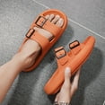 thumbnail image 6 of Double Buckle Sandals Adjustable for Women Men Flat Sandals Pillow Cloud Slippers Comfort Slide Waterproof Slip-on Shower Shoes Seaside Orange 44-45, 6 of 7