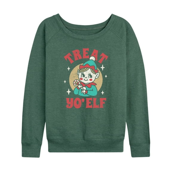 Instant Message - Treat Yo Elf Christmas - Women's Lightweight French Terry Long Sleeve Shirt