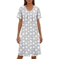 thumbnail image 5 of TaTaai Women's Casual Sleep Dress with Front Zipper, All-Over Print, Side Pocket, and Short Sleeves for Comfortable Lounging Gift, 5 of 6