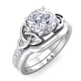 thumbnail image 2 of SuperJeweler 1 Carat Lab Grown Diamond Claddagh Bridal Set In 14K White Gold For Women, 2 of 5