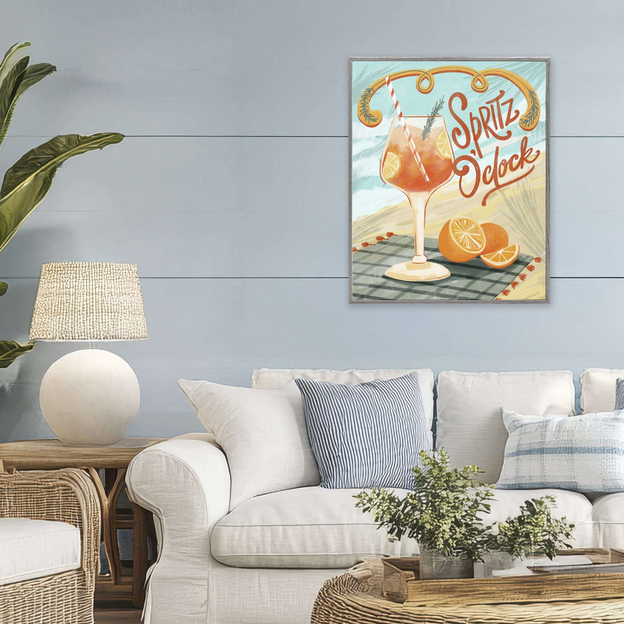 Stupell Industries Spritz O'Clock Citrus Cocktail Gray Framed Giclee Art, design by Connie Summers