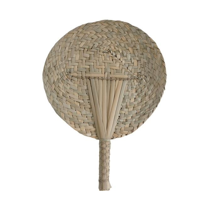 Handmade Weaving Fan Natural Bamboo Raffia Hand Fan Chinese Style Woven Palm Leaf Handheld Fan Summer Cooling Fan Wedding Party Decoration