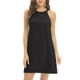 thumbnail image 6 of WBQ Women's Summer Solid Color Sleeveless Halter Neck Beach Party Dress Black S-3XL, 6 of 9