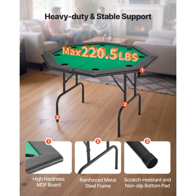 VEVOR Foldable Poker Table, 8 Player 48 in Folding Casino Leisure